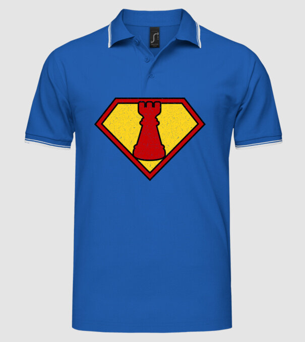 SuperChess turnul de sah model albastru regal pe tricou