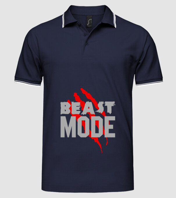 Beast mode model albastru închis pe tricou