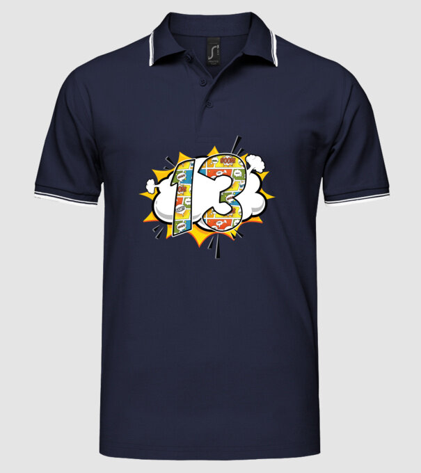 Birthday Comic Number 13 model albastru închis pe tricou