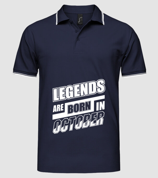 Legends are born in October model albastru închis pe tricou