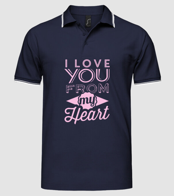 love you from model albastru închis pe tricou