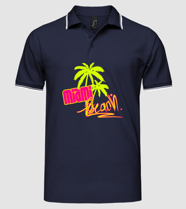 Miami beach model albastru închis pe tricou