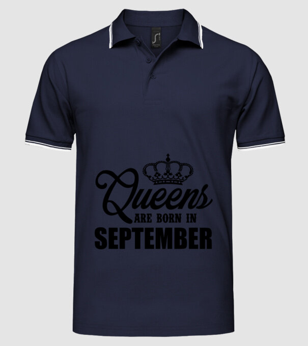 Queens are born in - September model albastru închis pe tricou