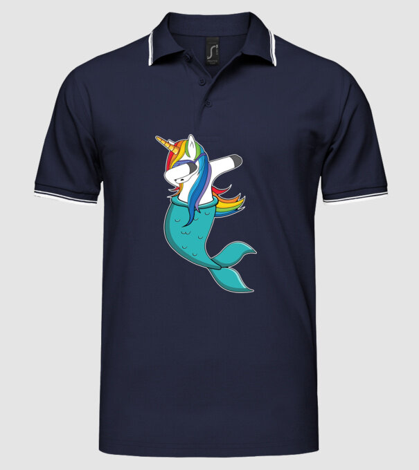 Unicorn Sirenă DAB model albastru închis pe tricou