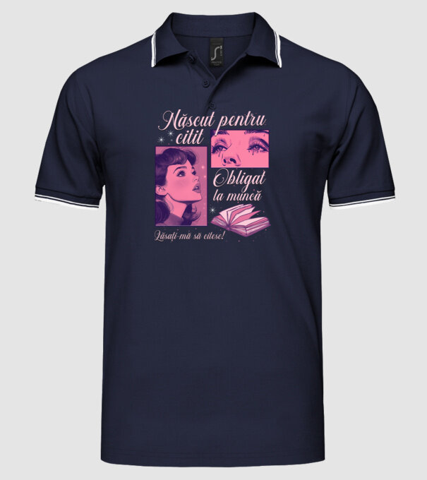 Născut pentru citit obligat la muncă lăsați-mă să citesc model albastru închis pe tricou