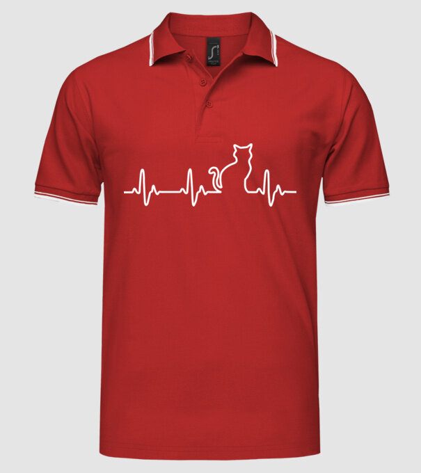 cat ekg model roșu pe tricou