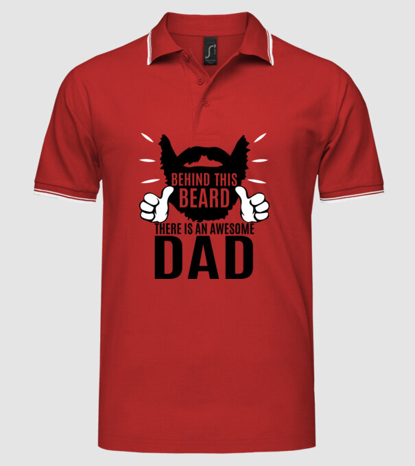 În spatele acestei bărbi se află un tată cool (engleză) model roșu pe tricou