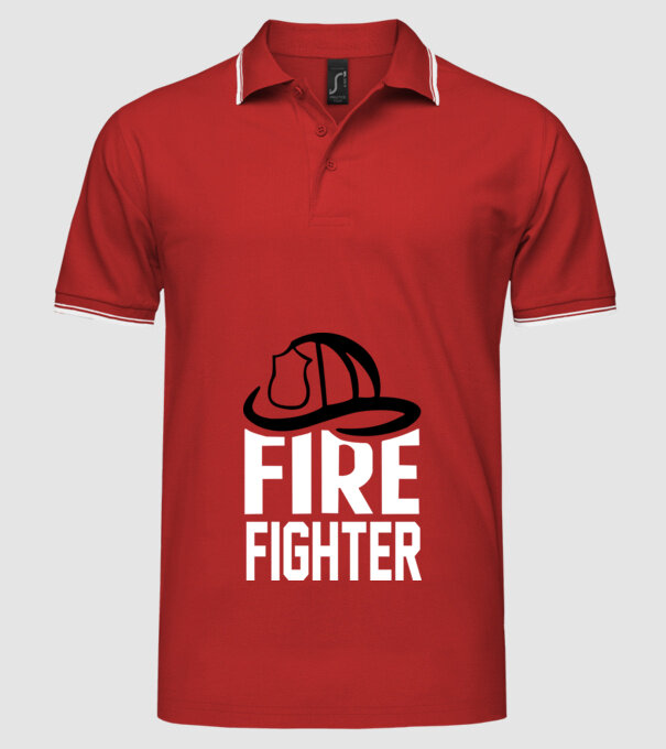 Fire fighter model roșu pe tricou