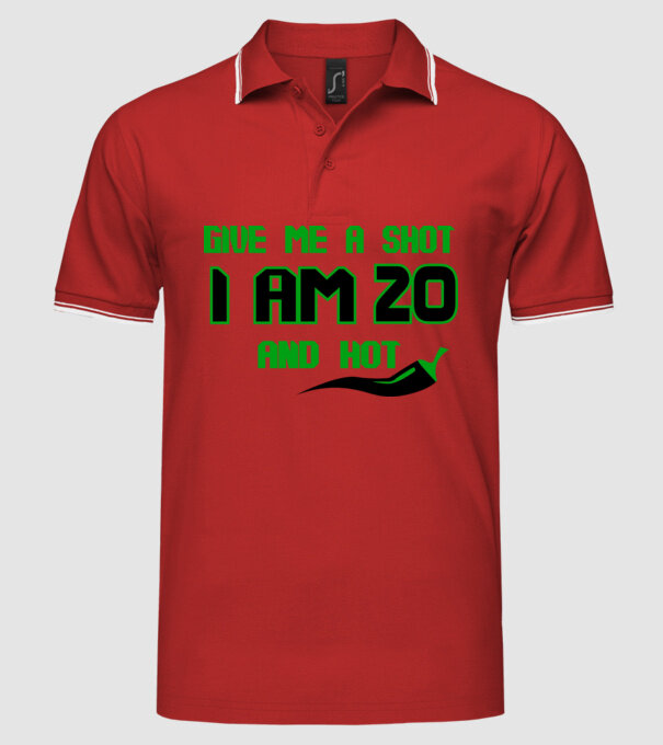 Give me a shot - 20 model roșu pe tricou
