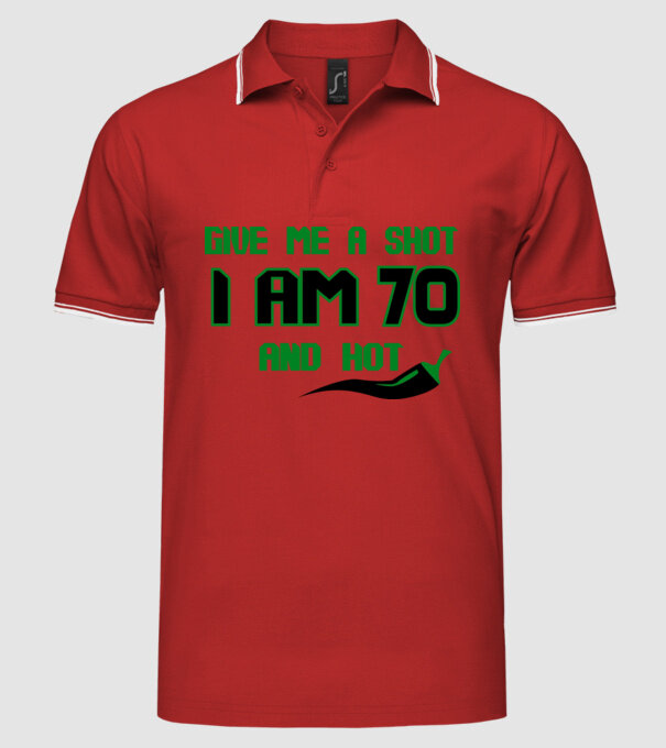 Give me a shot - 70 model roșu pe tricou