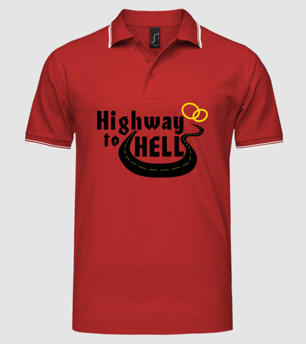 Highway to hell simple model roșu pe tricou