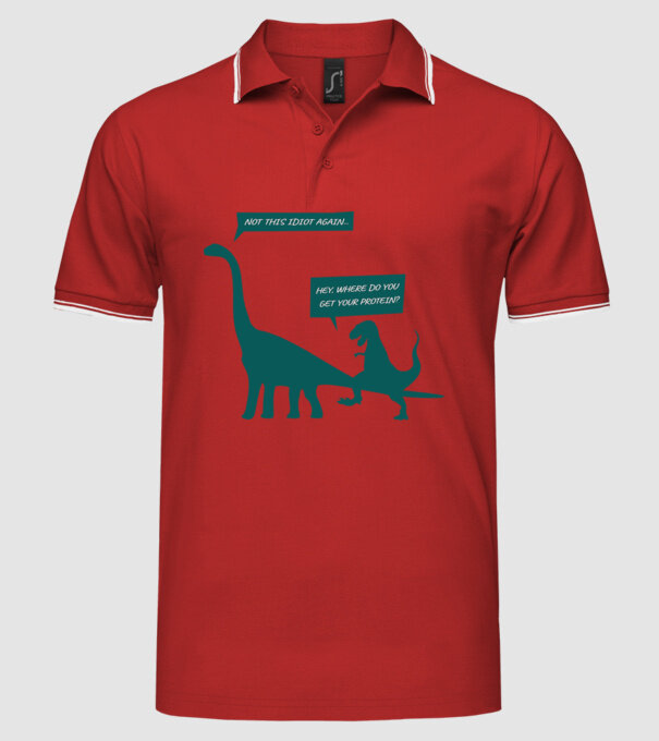 idiot dinosaur vegan model roșu pe tricou