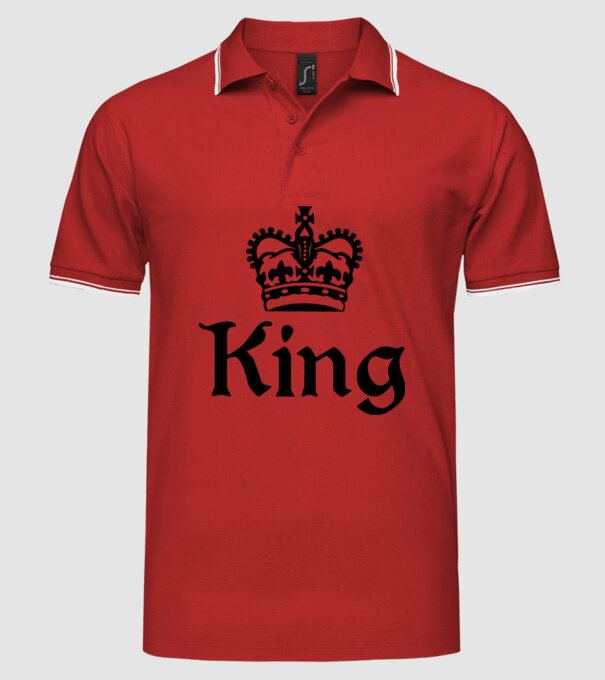 King 01 model roșu pe tricou
