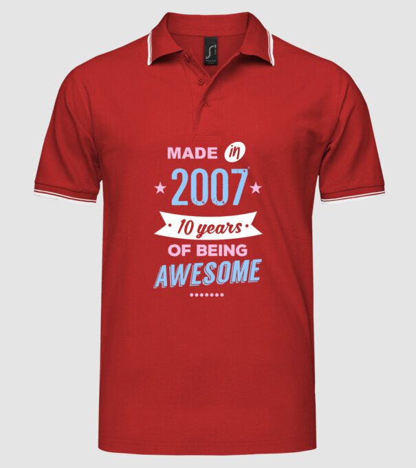 Made in - 2007 model roșu pe tricou