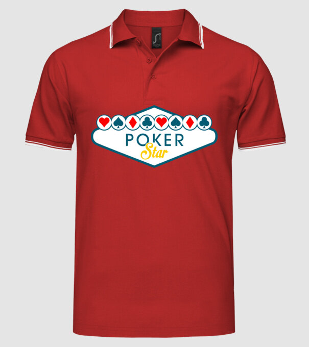 Star Poker model roșu pe tricou