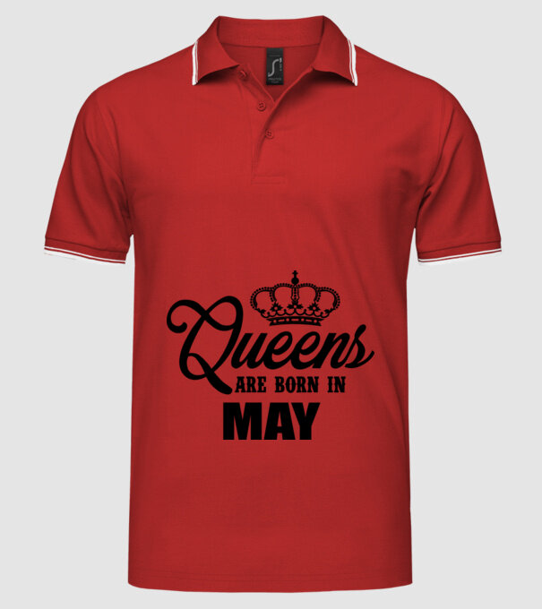 Queens are born in - May model roșu pe tricou