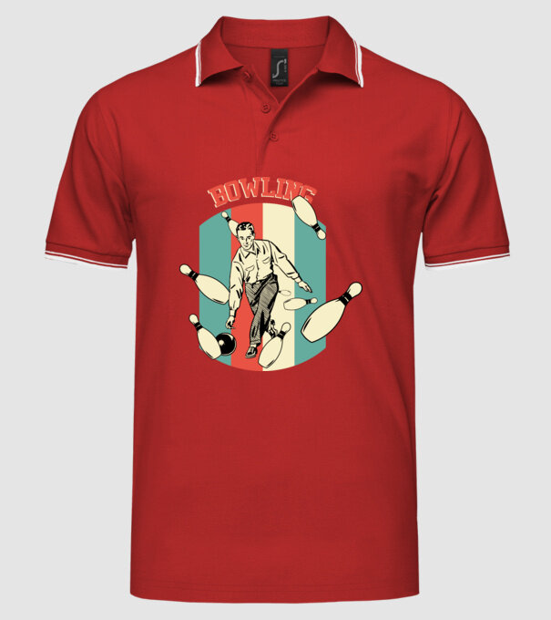 Retro Bowling model roșu pe tricou