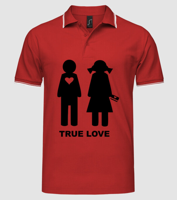 True Love model roșu pe tricou