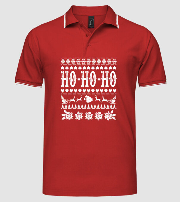 Ugly sweater hohoho model roșu pe tricou