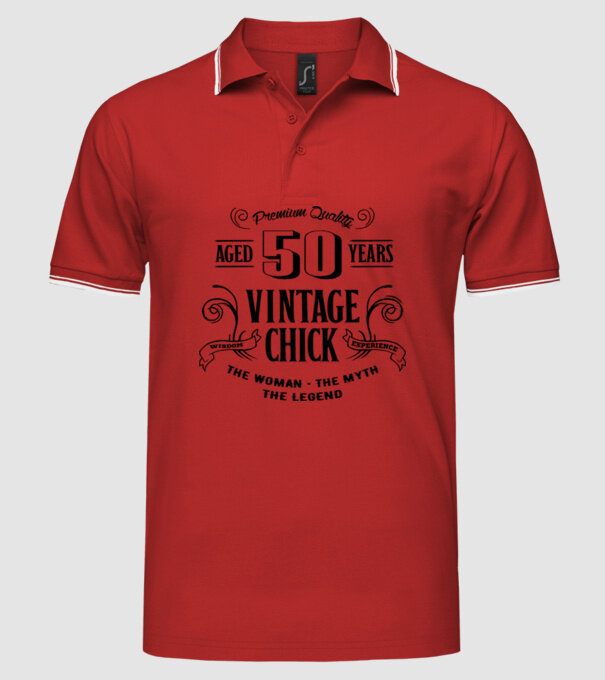 Vintage chick - 50 model roșu pe tricou