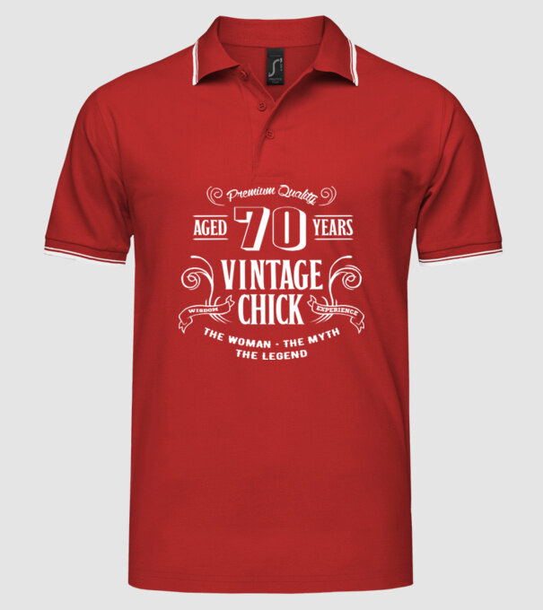 Vintage chick - 70 model roșu pe tricou