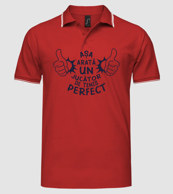 Așa arată un JUCĂTOR DE TENIS perfect model roșu pe tricou