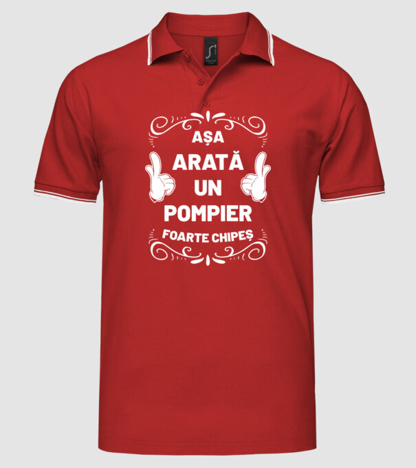 Așa arată un pompier foarte chipeș model roșu pe tricou