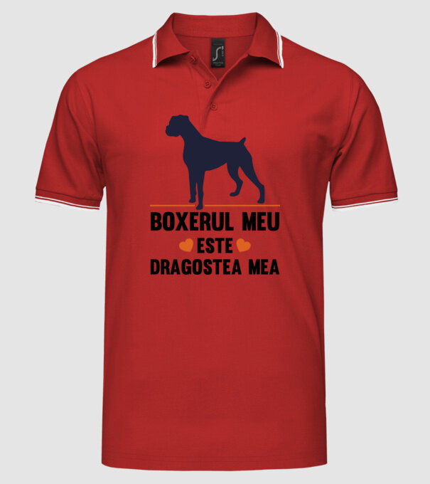 boxerul meu este dragostea mea model roșu pe tricou