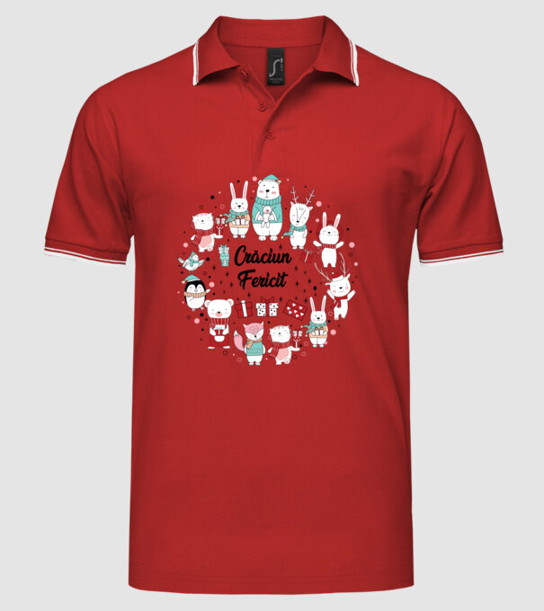 Crăciun Fericit model roșu pe tricou