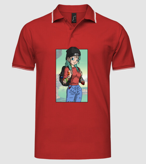 dragon ball bulma model roșu pe tricou
