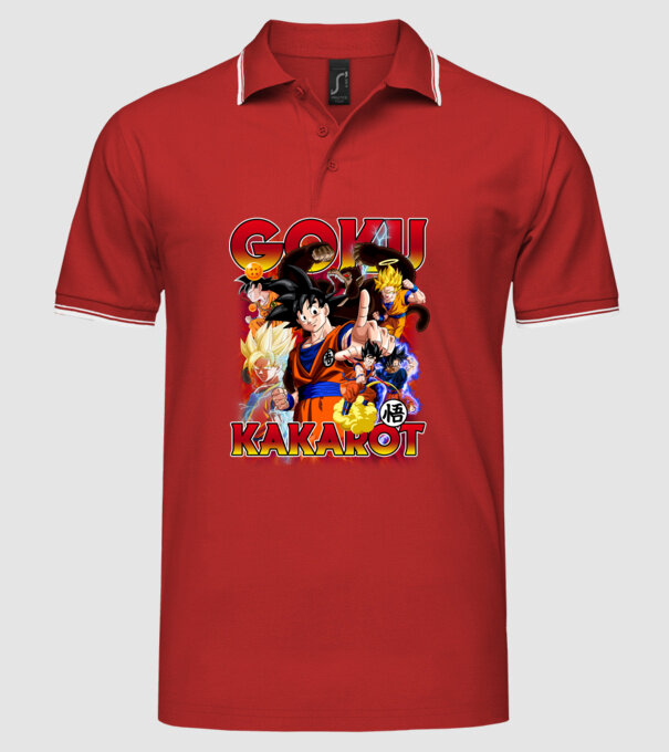 goku dragonball model roșu pe tricou
