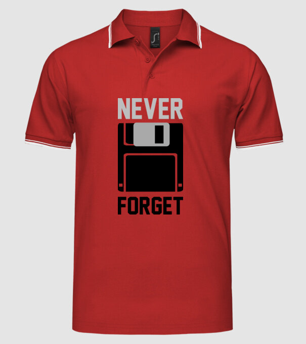 Never Forget model roșu pe tricou