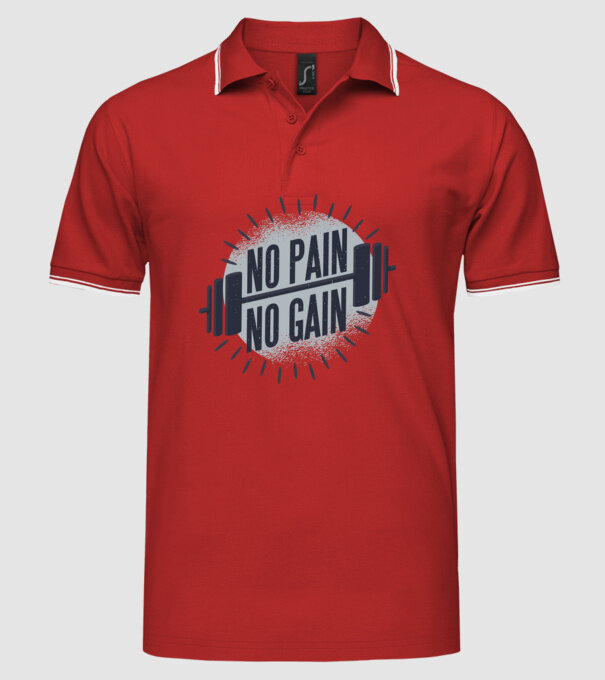 No pain no gain round model roșu pe tricou