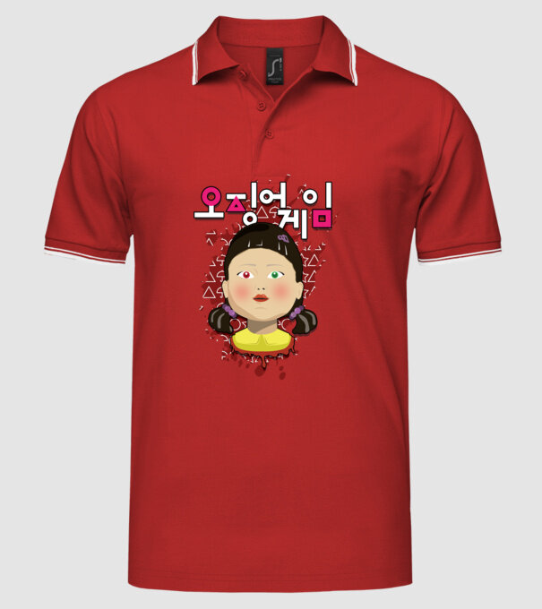 red light green light doll model roșu pe tricou