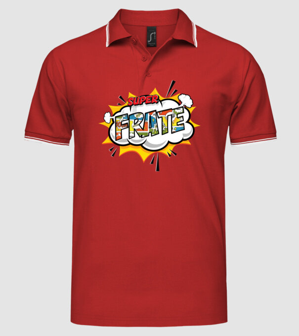 Super Frate model roșu pe tricou