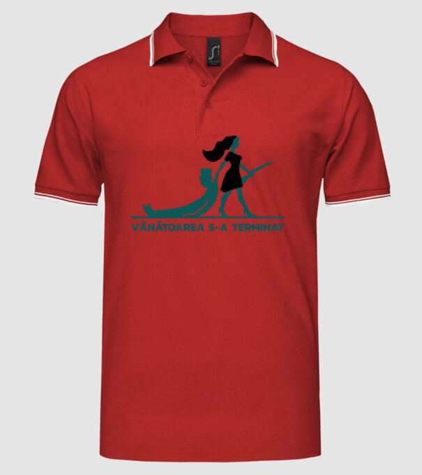 Vânătoarea s-a terminat model roșu pe tricou