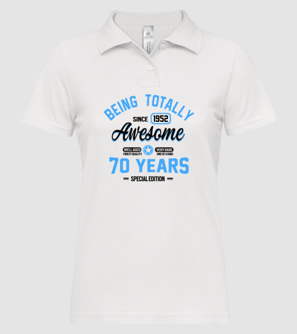 70 years of being totally awesome model alb pe tricou