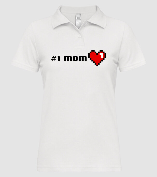 8bit mom number one model alb pe tricou