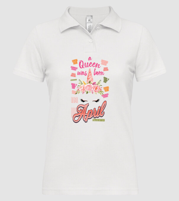 A queen was born in ÁPRILIS model alb pe tricou