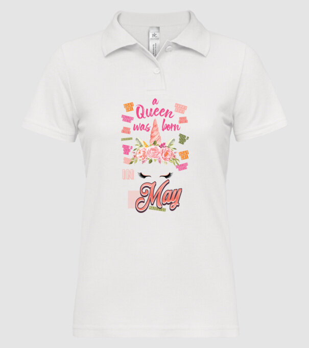 A queen was born in MÁJUS model alb pe tricou