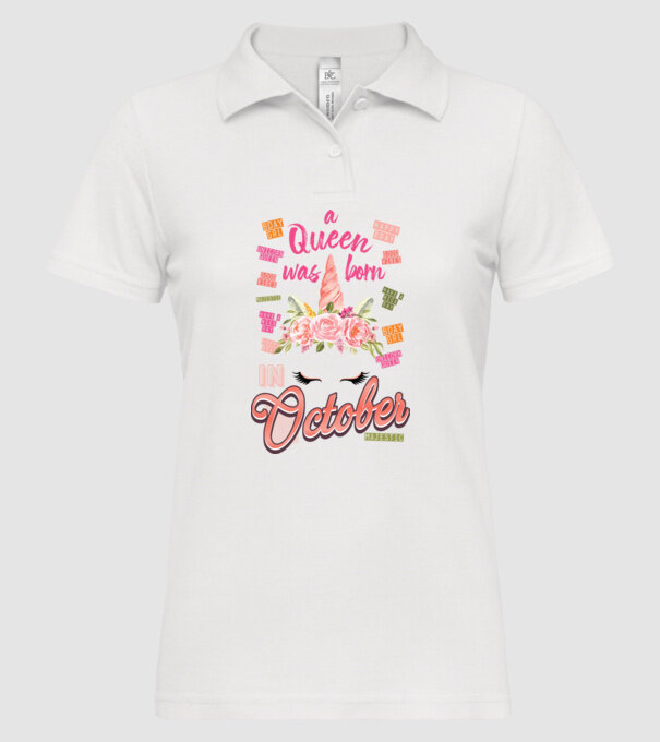 A queen was born in OKTÓBER model alb pe tricou