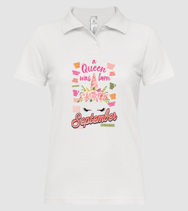 A queen was born in SZEPTEMBER model alb pe tricou