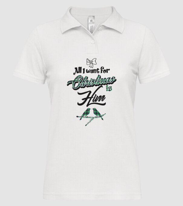 All i want for Christmas is Him model alb pe tricou