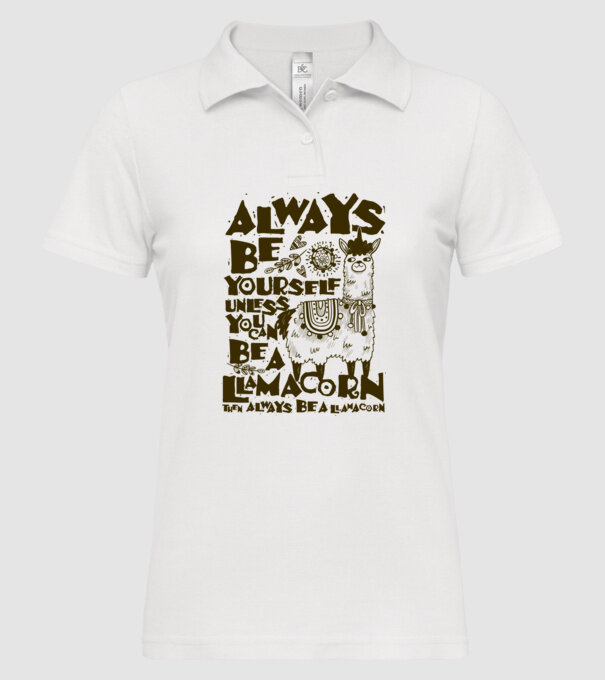 Always be a llamacorn model alb pe tricou