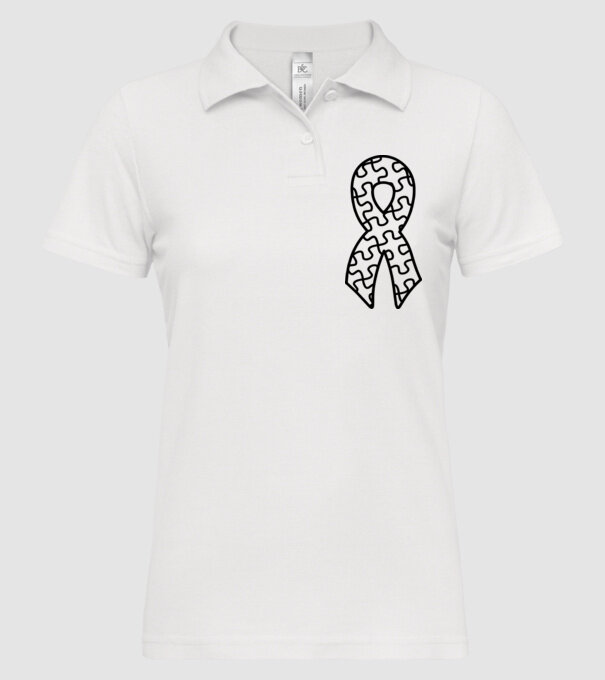 Panglică Ziua Mondială a Autismului model alb pe tricou
