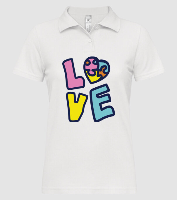 Ziua Mondială a Autismului LOVE model alb pe tricou