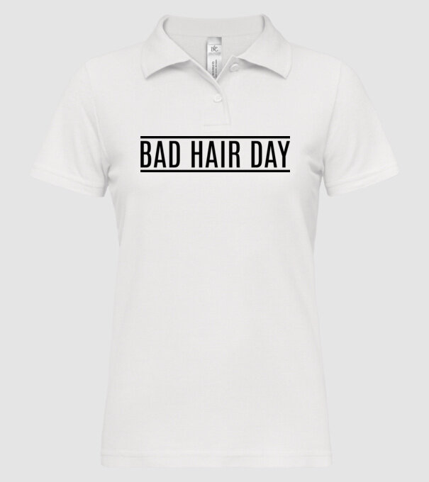 Bad hair day model alb pe tricou