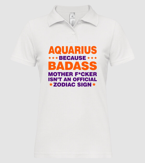 Badass zodiac AQUARIUS model alb pe tricou