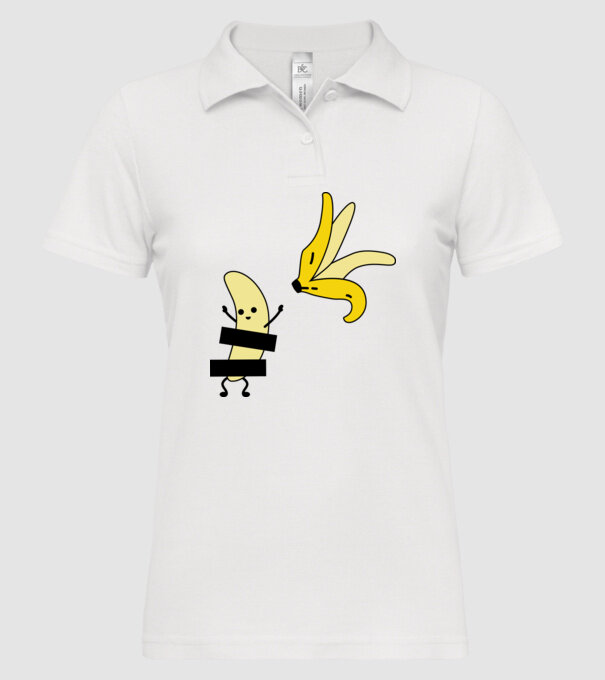 Cuplu Banană fată model alb pe tricou