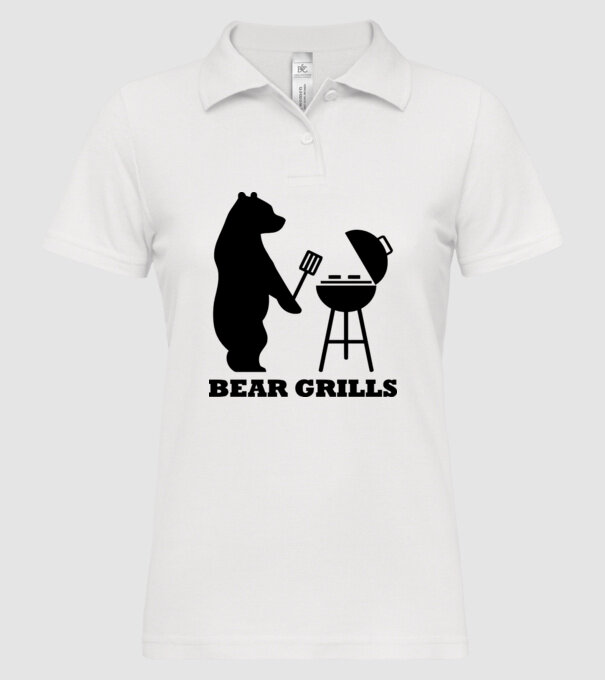 Bear Grills model alb pe tricou